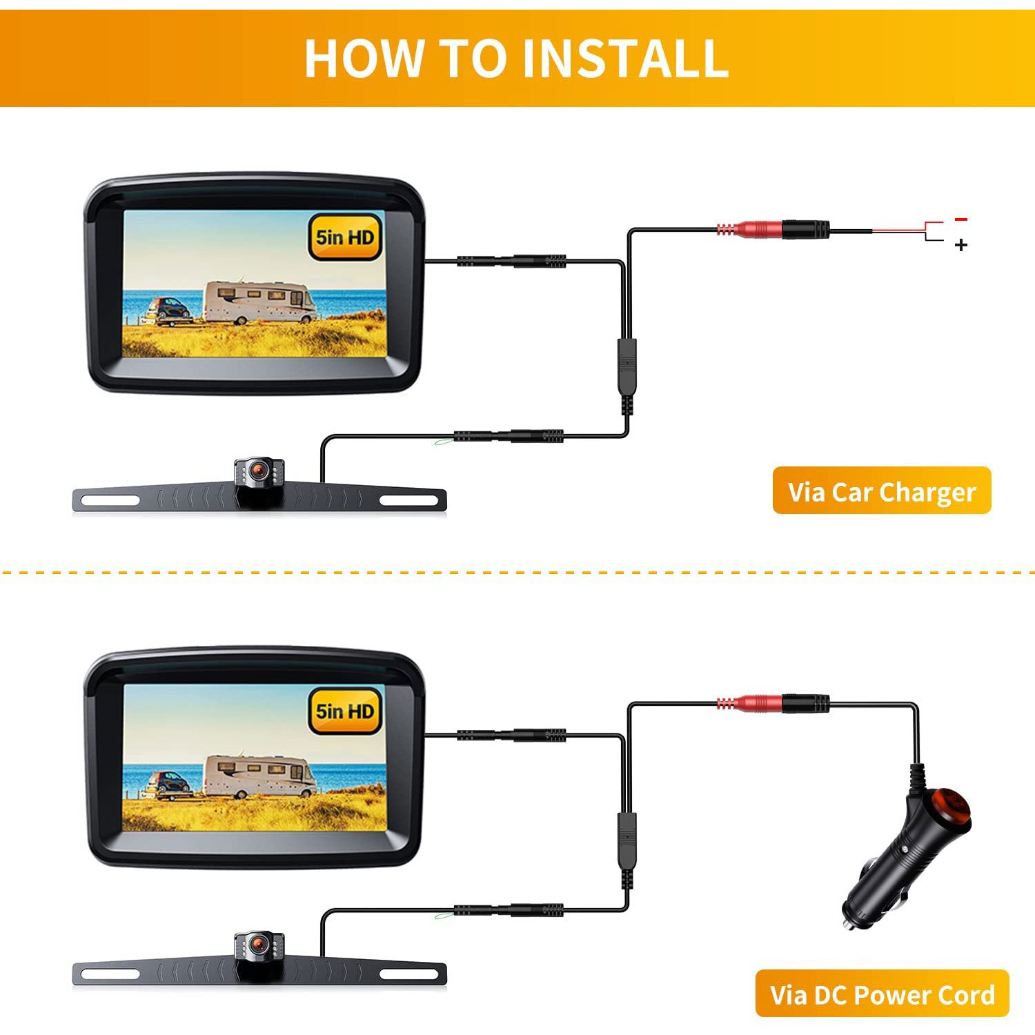 5" Monitor with 1080P Backup Camera for Truck - Imagem 4