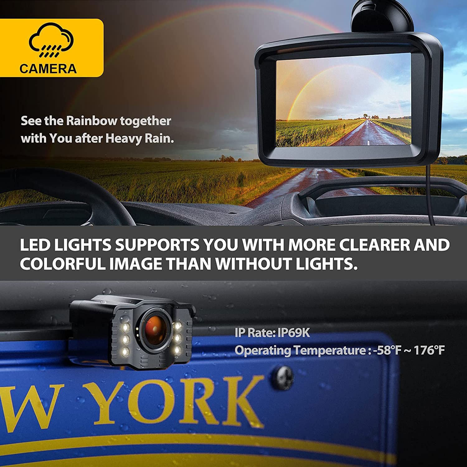 5" Monitor with 1080P Backup Camera for Truck - Imagem 3